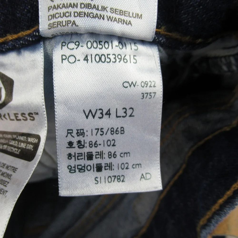 Levis 501 Original Fit Jeans Mens 34x32 Dark Wash Blue Denim 00501-0115